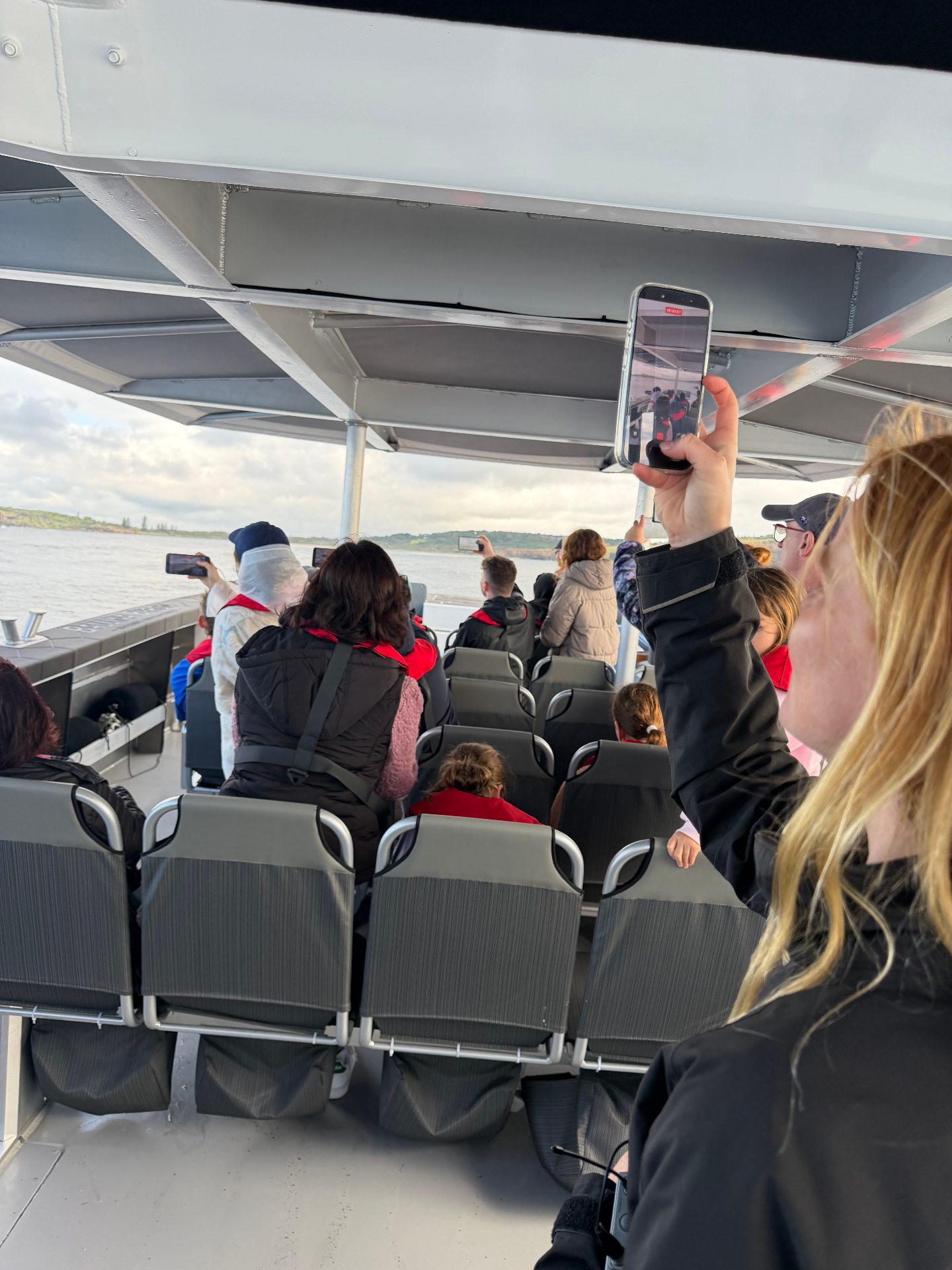 Guests on deck as the vessel runs the Richmond River